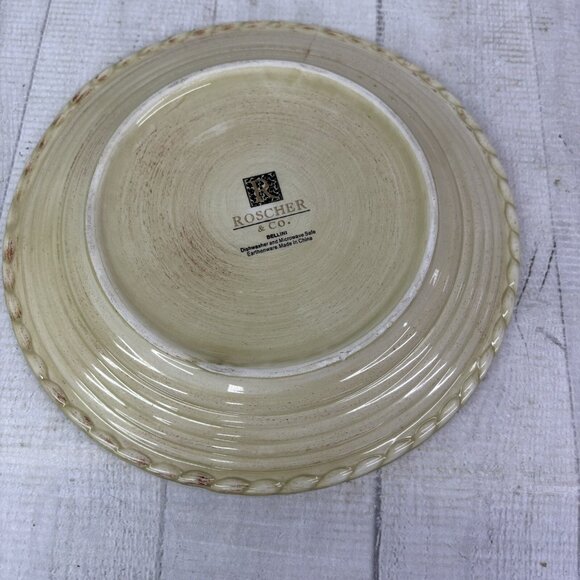 Roscher BELLINI CREAM Embossed Rope Ring Earthenware Lunch Salad Plates Set 3 - Picture 3 of 15